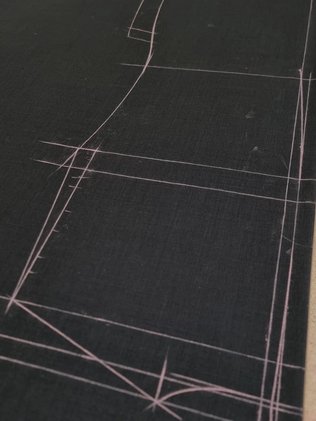 Chalk-marked cloth and basted jackets in the workshop, photo 1 of 6