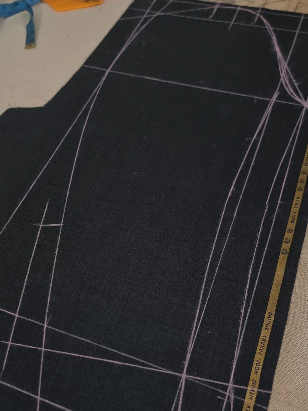 Chalk-marked cloth and basted jackets in the workshop, photo 3 of 6