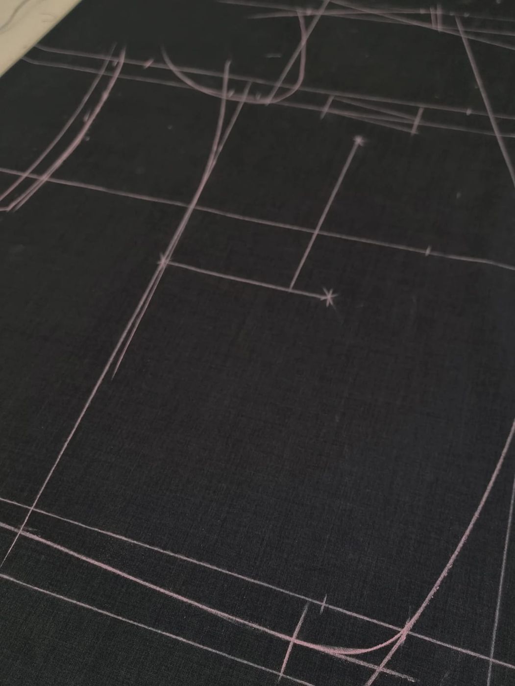 Chalk-marked cloth and basted jackets in the workshop, photo 4 of 6